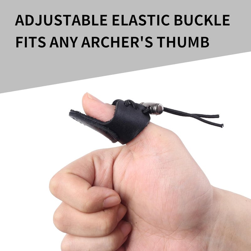 SP.G Leather Archery Thumb Ring - Double Layer Archery Thumb Draw Ring Archery Thumb Glove Traditional Bow Thumb Ring Shooting Thumb Protector for Mongolian Recurve Archery Ring - Image 3